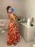 Image of Vestido longo de alcinha - estampado laranja