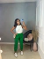 Calça jogger de linho - verde bandeira na internet