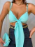 Cropped de lacinho texturizado - azul tiffany