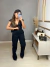 Calça cargo wide leg no sarja - preto