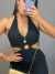 Vestido crochê com argola frontal - preto - online store