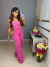 Calça jeans wide leg - rosa - loja online