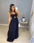 Vestido longo camadas poá - preto on internet