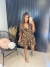 Vestido curto com manga longa - animal print