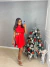 Vestido curto com strass e fenda lateral - vermelho - online store