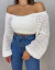 Cropped ciganinha crochê com manga bufante - Off White