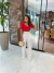 Cropped manguinha princesa com lurex - vermelho