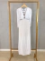 Image of Vestido longo manga bufante e fenda - branco