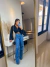 Calça jeans wide leg cargo - escura