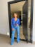 Mini blazer alfaiataria acetinado - azul - comprar online