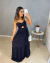 Vestido longo camadas poá - preto