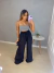 Calça pantalona de linho - preta on internet