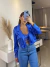 Mini blazer alfaiataria acetinado - azul na internet