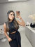 Conjunto alfaiataria saia lápis com amarração e cropped - preto - loja online
