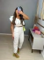 Conjunto calça zara e cropped babados - branco on internet