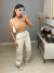 Calça cargo wide leg no sarja - bege claro on internet