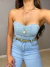 Cropped tomara que caia - jeans claro