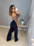 Calça wide leg jeans destroyed preta - buy online