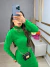 Vestido tubinho com manga longa no tricot - verde bandeira - comprar online