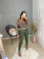 Calça jeans clochard com botões - verde militar na internet