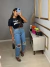 T-shirt cropped - yes girl preto