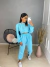 Conjunto calça jogger e cropped no crepe - azul turquesa