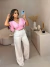 Imagem do Cropped alça babados - rosa