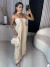 Vestido longo fluído com amarração no pescoço - nude - buy online