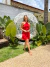 Imagem do Vestido babados com aplicação de flor - vermelho
