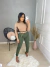 Calça jeans clochard com botões - verde militar