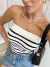 Vestido midi listrado - canelado premium - preto e branco