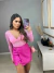 Body de renda manga longa - rosa barbie