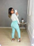 Calça alfaiataria inspiração zara - verde água - loja online