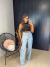 Calça wide leg jeans barra desfiada - clara