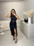 Conjunto alfaiataria saia lápis com amarração e cropped - preto