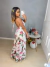 Vestido longo floral camadas - rosa na internet