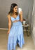 Conjunto saia e Cropped camadas - azul bebê