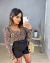 Cropped tricot modal manga longa - onça - comprar online