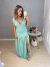 Vestido longo com fenda frontal - verde água