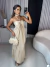 Vestido longo fluído com amarração no pescoço - nude on internet