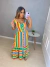 Vestido colorido - verde e amarelo