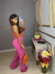 Calça jeans wide leg - rosa - comprar online