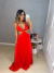 Vestido longo com fenda na cintura - vermelho