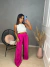 Calça pantalona cós alto - viscolinho rosa pink on internet