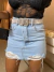 Saia jeans barra desfiada com fenda lateral - azul claro - buy online