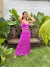 Vestido longo camadas no tricot premium - fúcsia