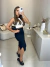 Conjunto de saia midi canelada e cropped regata - preto - online store