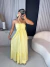 Vestido longo fluído com amarração no pescoço - amarelo - comprar online