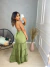 Vestido longo camadas com decote - verde oliva - buy online