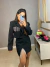 Conjunto blazer e saia no linho, alta costura, com aplicação de strass - preto on internet